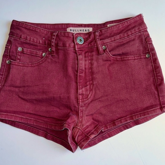 Bullhead‎ Denim Co. High Rise, brick red denim shorts- sz 3 - Picture 1 of 9